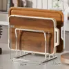 Tabla de cortar y estante para tapas de ollas estilo mediados de siglo, estante escurridor y de almacenamiento para encimera de cocina, soporte para tapas de ollas, soporte para tabla de cortar