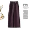 Calça Casual de Perna Larga Estreita para Mulheres 2026 Novo Estilo de Verão para Figuras Baixas, Solta e Fluida, Calça Reta de Cintura Alta Emagrecedora de Nove Pontos