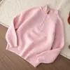 Suéter de Lã com Meio Zíper Infantil, Suéter Pulôver com Gola Alta para Outono e Inverno para Meninos e Meninas, Tricô de Cor Sólida para Crianças Mais Velhas