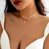 Collar Popular Transfronterizo Estilo Europeo y Americano, Diseño de Cadena de Hueso de Serpiente Geométrica, Sensación de Alta Gama, Cadena Versátil para Clavícula de Nicho
