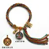 Pulsera tejida a mano con hilo de algodón de Xizang, Tanka de doble cara, Hombre Wuye, Manjushri, Santo Patrón del Zodiaco de los Doce Animales, Pulsera de Estilo Étnico