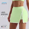 Falda corta de yoga de verano anti-exposición para mujer, secado rápido, transpirable, de cintura alta, falda pantalón deportiva para tenis, running y fitness con bloques de color