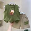 Colete infantil Shorts terno Verão Novos Meninos Moda Casual Conjunto de Duas Peças Big Kids Sports Summer Wear