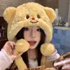 Gorro de Peluche de Oso Lindo de Invierno para Mujer, Gorro Pullover Versátil, Cálido y Grueso, Resistente al Frío, Protector de Orejas, Gorro Lei Feng Peludo