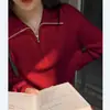 Estilo coreano otoño e invierno Nuevo estilo simple todo a juego suéter con cremallera para mujer prenda exterior holgada top estilo occidental suéter de manga larga moda