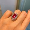 Anel Feminino Simples da Moda Micro Diamante Quadrado Grande Esmeralda Zircônia Anel Simulação Cor Paraíba Joia