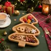 Bandeja para árbol de Navidad, plato dividido de bambú, vajilla temática para fiestas, plato de postre y fruta para hotel, plato de campana de Navidad