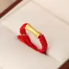 Anillo de Oro Puro 999 para Mujer, Estilo Nuevo, Anillo Trenzado de Cuerda Tejida Hecho a Mano, 24K, Venta al por Mayor para Regalos