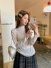 Nova chegada Mock-high Collar Lace Mesh Base Shirt com mulheres primavera e outono suave elegante empilhado Top
