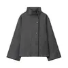 Fabricantes Mayoristas de Ropa para Mujer Transfronteriza 2025 Nueva Chaqueta Casual Simple de Manga Larga con Ribete de Color Contrastante y Cuello Alto