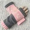 Guantes Personalizados para Otoño e Invierno, Guantes de Punto Cálidos y de Moda para Mujer, Moda Transfronteriza Guantes Bordados Patchwork Cálidos