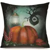 Funda de Almohada Halloween Calabaza Divertida Transfronteriza Amazon Estampado de Lino Funda Decorativa para Cojín de Sofá del Hogar