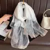 Estilo Novo Primavera e Outono 2025 Anel de Unha com Strass Quente Pérola Mais Fácil de Combinar Lenço de Seda Simulada Protetor de Pescoço Feminino Lenço Longo de Gaze