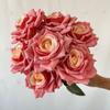 7 Wen Juan Pantalla de Seda Recubierta Diamante Rosa Flores de Simulación Boda Decoración de Sala de Estar Camino Guía Ramo de Rosas Flores Falsas