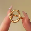 Rueda de la Fortuna Europea y Americana Acero Inoxidable Redondo Hueco Diseño Geométrico Juego de Anillos Nicho Transfronterizo Joyería de Anillos para Mujeres