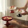 Exquisita platillo pequeño con forma de girasol, plato de vidrio con pie alto, plato para dulces y bocadillos, plato de frutas, plato de postre para uso doméstico