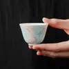 Taza de Cerámica para Cata de Té Azul y Rosa con Orquídea Pintada a Mano Bajo Esmalte Taza de Té Nuevo Juego de Té Chino Kung Fu Taza de Té Pequeña de Alto Valor
