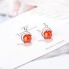 Aretes de Astas de Granate Simples de Navidad de Alce Estudiante Aretes Pequeños Ins Corazón Femenino