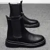 Botas Martin de caña alta de moda para hombre, nuevas de Otoño e Invierno, Zapatos de Algodón de Moda Negros para Jóvenes, Zapatos Individuales Casuales Retro para Hombre