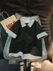 Camiseta Polo Rayada Retro Americana Nueva de Verano, Falso Dos Piezas, Manga Corta para Hombres y Mujeres, Marca de Moda, Corte Holgado, Camiseta Versátil para Parejas