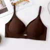 Lencería sexy con estampado de leopardo y escote en V profundo, talla europea y americana para mujer, sujetador sin costuras de espalda cruzada, sujetador inalámbrico de talla grande