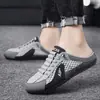 Zapatos de Hombre de Media Pierna Verano 2025 Ropa Exterior de Malla Transpirable Zapatos Casuales Perezosos de Una Pierna Punta-Punta Sin Tacón Zapatos de Hombre