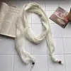 Bufanda larga de seda de color sólido con cuentas estilo coreano para mujer, nuevo modelo 2026, bufanda de cuello con ambiente artístico, bufanda pequeña fina