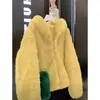 Abrigo de Imitación de Lana de Cordero Estilo Coreano para Mujer, Otoño/Invierno 2025 Transfronterizo, Chaqueta Corta Informal con Capucha para Mujeres Menudas