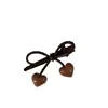 Clip de Pinza para Flequillo de Borde con Lazo de Corazón Colorido Pinza para el Cabello para Mujer Pinza Lateral Marrón para la Frente Accesorios para el Cabello de Alta Gama Tocado