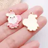 20 Caixas de Presente de Papai Noel e Floco de Neve Rosa e Branco Pingentes de Liga de Metal com Óleo Gotejante Pingentes DIY Acessórios para Joias de Pulseira