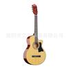 Guitarra clásica de 38 pulgadas, cuerpo completo de tilo, tono brillante, falta la junta en ángulo, placa de golpeador tipo pájaro negro para principiantes