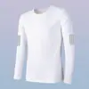 Camiseta casual versátil de manga larga para hombre para otoño, cuello redondo, color liso moderno, cómoda, transpirable y de corte holgado.