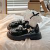 Zapatos de Cuero con Plataforma de Suela Gruesa para Niñas que Aumentan la Altura, Nuevo Estilo Retro de Verano 2025 con Velcro, Zapatos Mary Jane de Punta Redonda