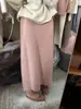 Falda de Punto de Terciopelo de Mapache Blanco para Mujer en Otoño e Invierno, Falda Pequeña de Lana, Falda Larga Recta de Lana Engrosada