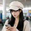 Chapéu feminino 2026 nova tendência de moda boné newsboy bico de pato estilo japonês boina octogonal versátil que faz o rosto parecer menor