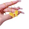 Collar Colgante Mariposa Dorada Chapado en Oro de Latón de Alta Retención de Color para Mujer, Lujo Ligero, Moda de Gama Alta, Incrustado con Colgante de Rubí
