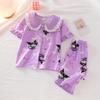 2025 pijamas de gola de boneca para meninas primavera e verão meninas bebê cardigã ocidental terno de roupa de casa infantil grande atacado