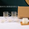 Lindo vaso pequeño de vidrio resistente a altas temperaturas de dibujos animados con asa, taza de té de alto valor de color, vidrio transparente de alto borosilicato al por mayor