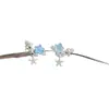 Pendientes Azules Brillantes de Estrella de Zirconia Frescos y Dulces para Mujer, Exquisitos y de Moda, Pendientes Modernos y Versátiles