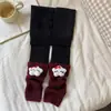 Leggings Novos para Meninas com Forro de Fleece para Outono e Inverno, Roupa Externa, Meias-Calças de Fleece Grossas Inteiriças com Desenhos Animados, Calças Longas Quentes Infantis de Retalhos