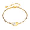 OPK Temperamento de moda europea y americana diseño de lujo ligero pulsera para mujer acero inoxidable con incrustaciones de diamantes amor nácar joyería al por mayor