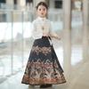 Saia Face de Cavalo Nova 2024 Meninas Estilo Chinês Fantasia de Primavera e Outono Traje Tang Melhorado Conjunto de Primavera Infantil Meninas Dinastia Han