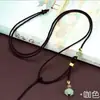 Collar con cordón de jade ajustable, colgante de loto, tejido a mano, jade Dongling, adorno colgante de jadeíta dorada ajustable