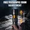 Linterna Láser Blanco Transfronteriza con Luz Fuerte, Recargable, Zoomable, de Largo Alcance, Cob Montado en la Cola, Linterna Multifuncional para Exteriores para Emergencias