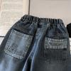 Jeans para Niños 2026 Nuevo Estilo Otoño para Niños Bolsillo Bordado de Dibujos Animados Pantalones Largos Sueltos Modernos