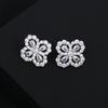 Pendientes de botón y collar de Hierba de la Suerte Otoño e Invierno 2022 para Mujer con Circonita Microincrustada Aguja de Plata Lujo Ligero Elegantes Pendientes de Gama Alta