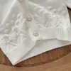 Cárdigan de Punto 100% Algodón para Niñas de Primavera y Otoño, Estilo Coreano, Cuello Redondo, Versátil, Elegante, Bolas de Burbuja Tridimensionales, Abrigo de Color Sólido