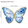 Tela de fondo de forma irregular para fiesta de cumpleaños de mariposa azul, serpentinas con purpurina, decoraciones colgantes en espiral, globos, adornos para pasteles y decoraciones