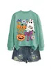 Sudadera linda y divertida de Halloween para mujer con diseño de fantasma, moño, flor, calabaza, murciélago para Amazon, Wish y tiendas independientes