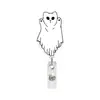 Caricatura de Gato Fantasma de Halloween Carrete de Insignia Retráctil Portatarjeta de Identificación de Enfermera Clip de Insignia Retráctil Carrete de Insignia de Regalo